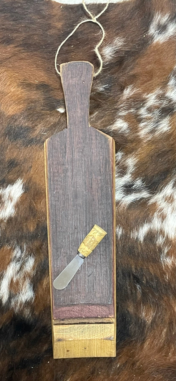 Whiskey Barrel Cheese Board with Cork Knife- Whiskey and Wine Design